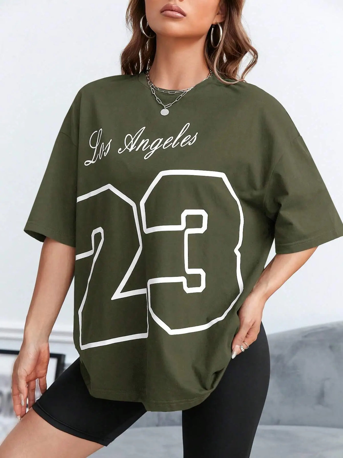 Los Angeles 23 Letter Print T-shirt