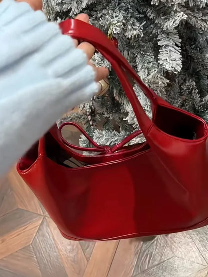 Korean Style Bow Underarm Tote Bags for Women New College Style Large Capacity Single Shoulder Hand-held Commuting Bag