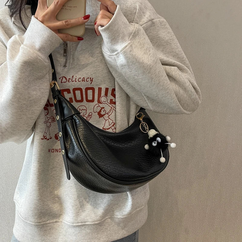 Silver PU Leather Shoulder Bags For Women 2024 Y2K Large Capacity Female Underarm Crossbody Bag Handbag Sac A Main