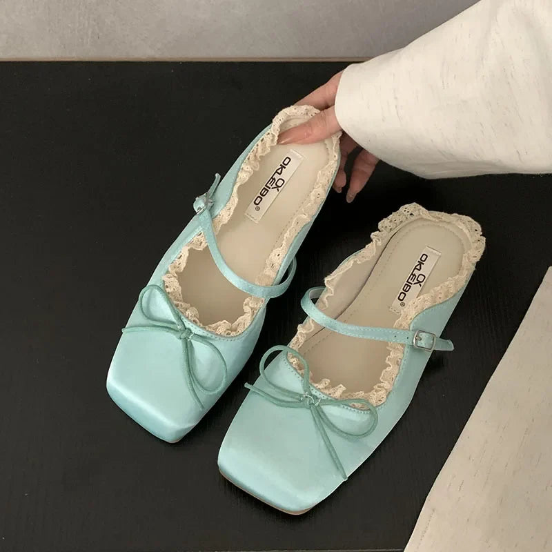 Summer Spring Female Slides Ladies Flats Slippers Shoes Fashion Butterfly-Knot Women Flats Slippers Sandals Shoes Mules