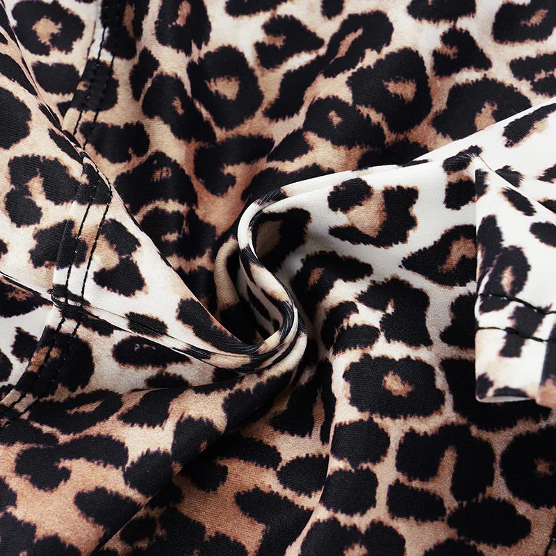 Women Leopard Print Bikini Set Sexy Wild Summer Beach Tie-up Triangle Bikini Top and Low Rise Boyshorts 3 Pieces Set