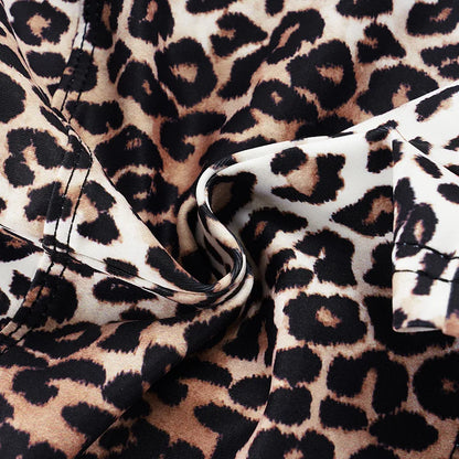 Women Leopard Print Bikini Set Sexy Wild Summer Beach Tie-up Triangle Bikini Top and Low Rise Boyshorts 3 Pieces Set