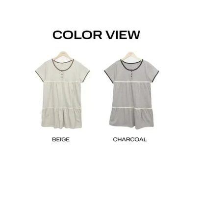 Japanese Summer Retro Lace Splicing Color Versatile Round Neck Short Sleeve Tee