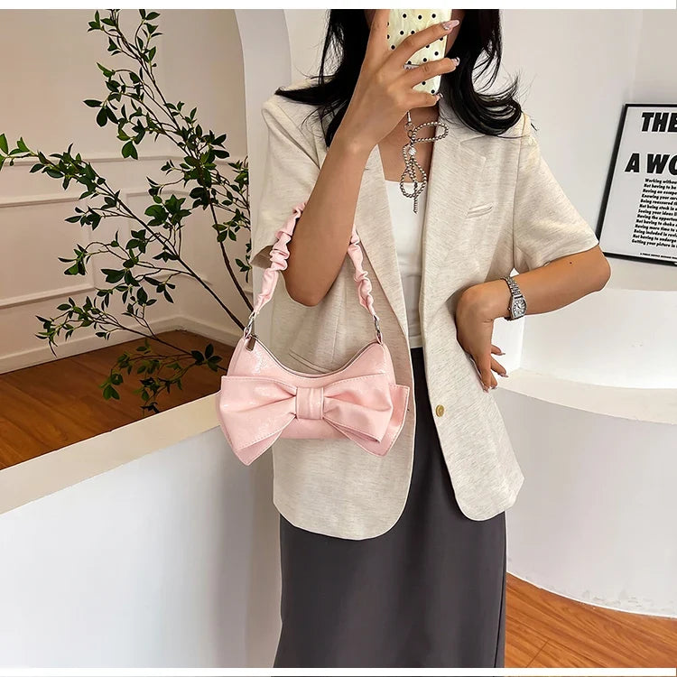 Bow Totes Hobos Shoulder Crossbody Bag for Women Casual Handbag and Purses 2024 New Trendy Design Messenger Bags