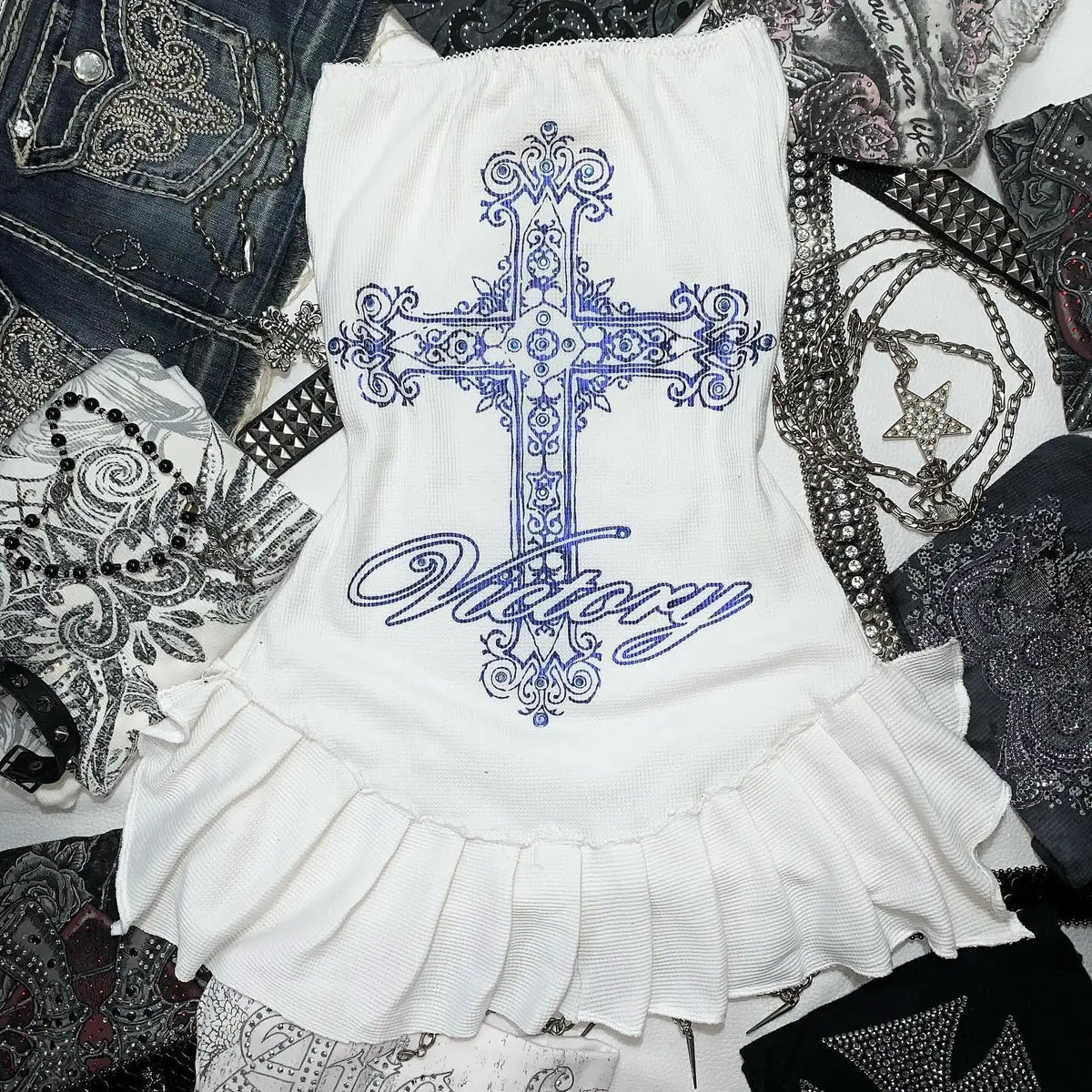 Y2K Dress Womens Gothic Retro Hip Hop Pattern Dress Slim Sleeveless Summer Sexy Fashion Slim Backless White Mini Dress
