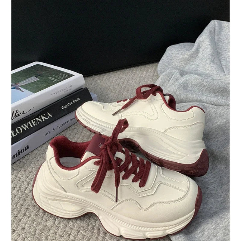 Retro Style Womens Trainers Thick Bottom Ultra Soft Height Increase Chunky Shoes Women Sports Waterproof Womens Shoes