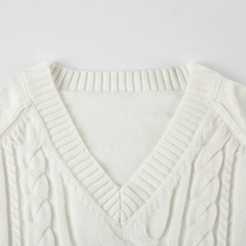 Casual V-neck Sweaters Simple Solid Knitwear Long Sleeve Tops Autumn Winter All-match Slim Fit Pullovers Sweet Homewear
