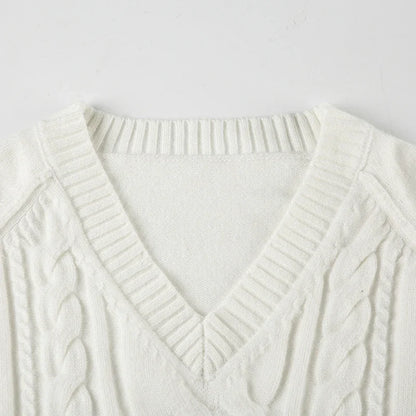 Casual V-neck Sweaters Simple Solid Knitwear Long Sleeve Tops Autumn Winter All-match Slim Fit Pullovers Sweet Homewear
