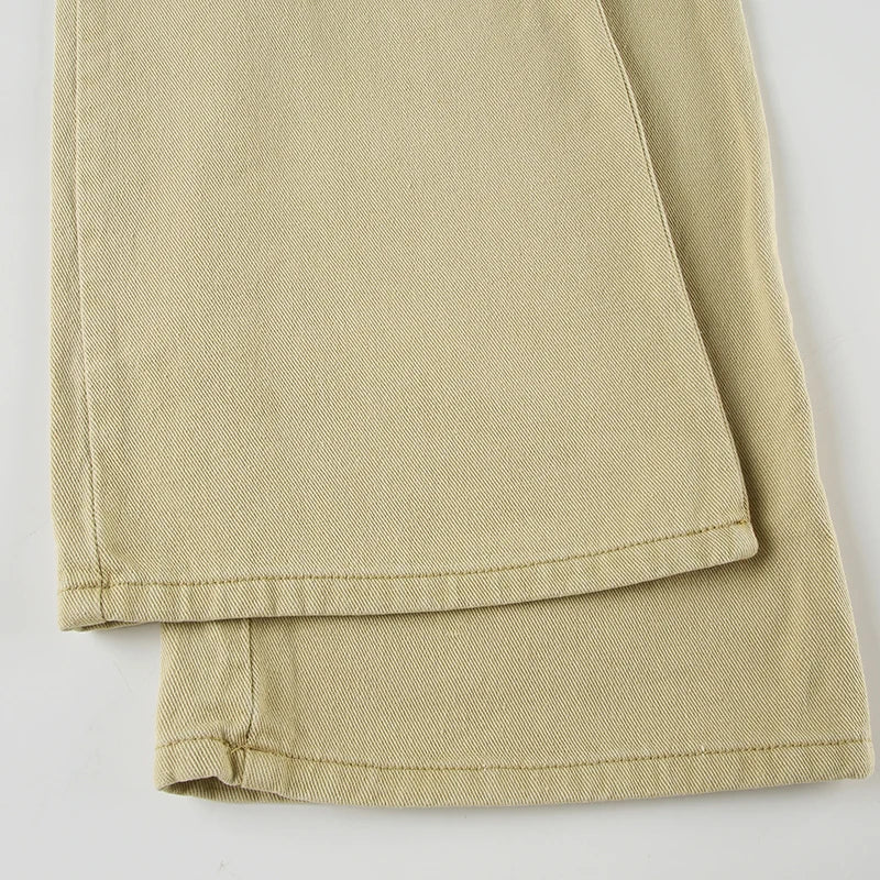 Y2K Casual Women Straight Jeans Khaki Fashion Pocket Cargo Pants Retro 90s Loose Denim Trousers Spring High Street