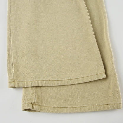 Y2K Casual Women Straight Jeans Khaki Fashion Pocket Cargo Pants Retro 90s Loose Denim Trousers Spring High Street