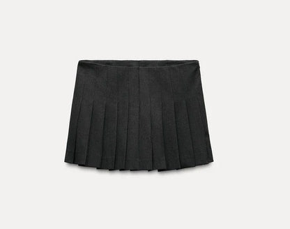 Autumn and winter new TRAF women's wide pleated temperament elegant casual mini short culottes 3152544
