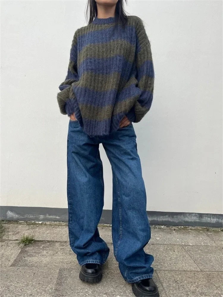 Women's American Street Style Wide Leg Jeans Summer Young Girl Street Straight Bottoms Vintage Baggy Trousers Female Denim Pants
