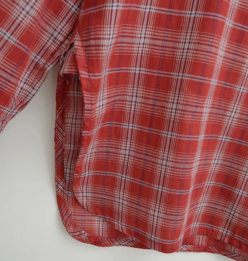 Women's Oversized Check Pocket Detail Shirt