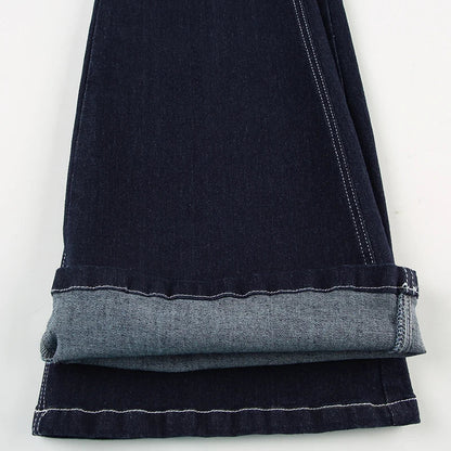 Vintage Dark Blue Y2K Flare Jeans Women Low Rise Skinny Denim Trousers Fashion Basic Boot Cut Pants Retro High Street
