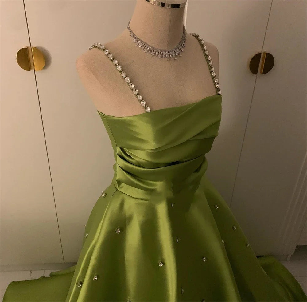 Customized Sparkle Spaghetti Ball gown Party Evening Sequin Draped S Prom Dresse 이브닝드레스 vestidos de ocasión formales платье