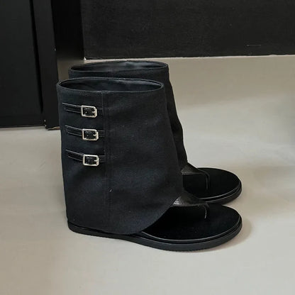 New Fashion Open Toe Women Ankle Sandals Boots With Height Increasing Footwear Ladies Short Booties Shoes Female Flip flops