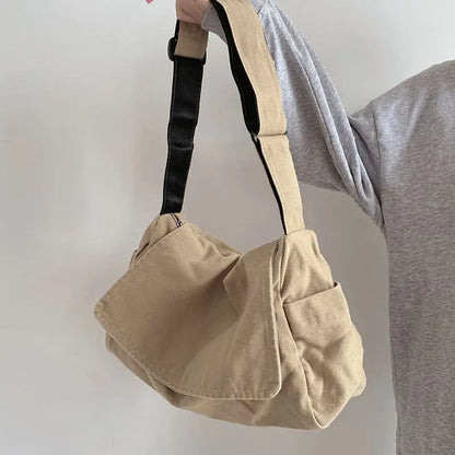 Canvas Bag for Female College Students Class Crossbody Postman Large Capacity Fashion Shoulder Bags