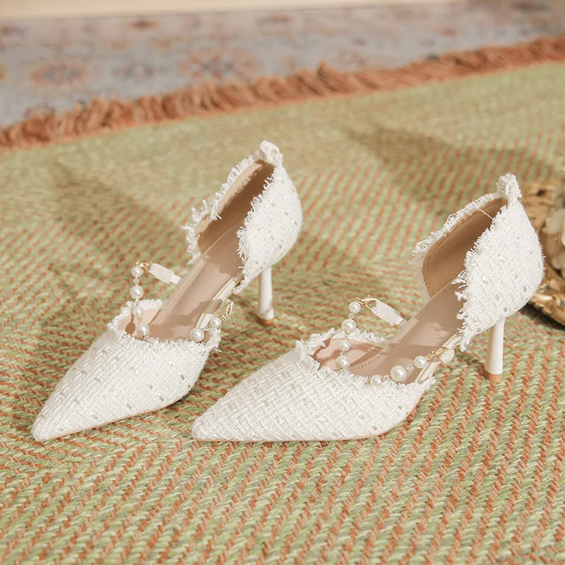 Velvet Shoes Med Square Toe Block Heels High Heeled Sandals Woman Mary Jane Espadrilles Platform Suede Medium Wedding Chunk