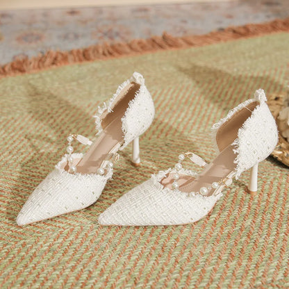 Velvet Shoes Med Square Toe Block Heels High Heeled Sandals Woman Mary Jane Espadrilles Platform Suede Medium Wedding Chunk