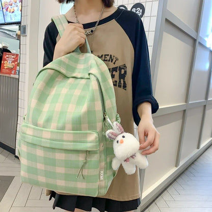 New Fashion Lady Lattice Travel School Bag Female Plaid Cute College Backpack Trendy Women Bag Girl Cool Kawaii Laptop Backpack