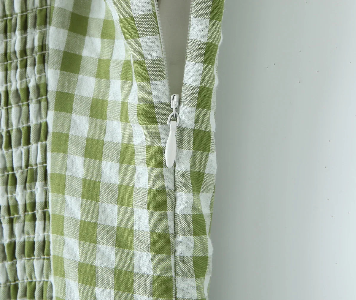 Holiday Style Summer Women's Dress Lace Splicing Sweet Lace Waist Back Green Plaid Dresses Elegant Fashion Long Dress
