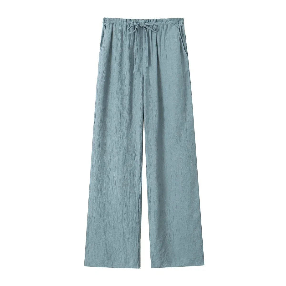 Drawstring Elastic Waist Wide Leg Summer Women Pants Beige Casual Loose Female Long Pantalones 2025 5 Colors Pants