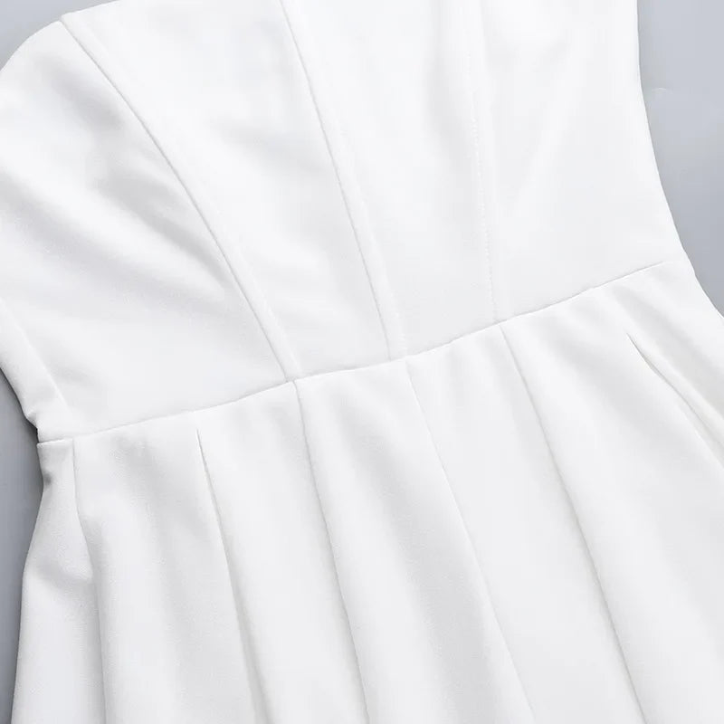 Strapless Corset Panel Pleated Fit and Flare Mini Dress