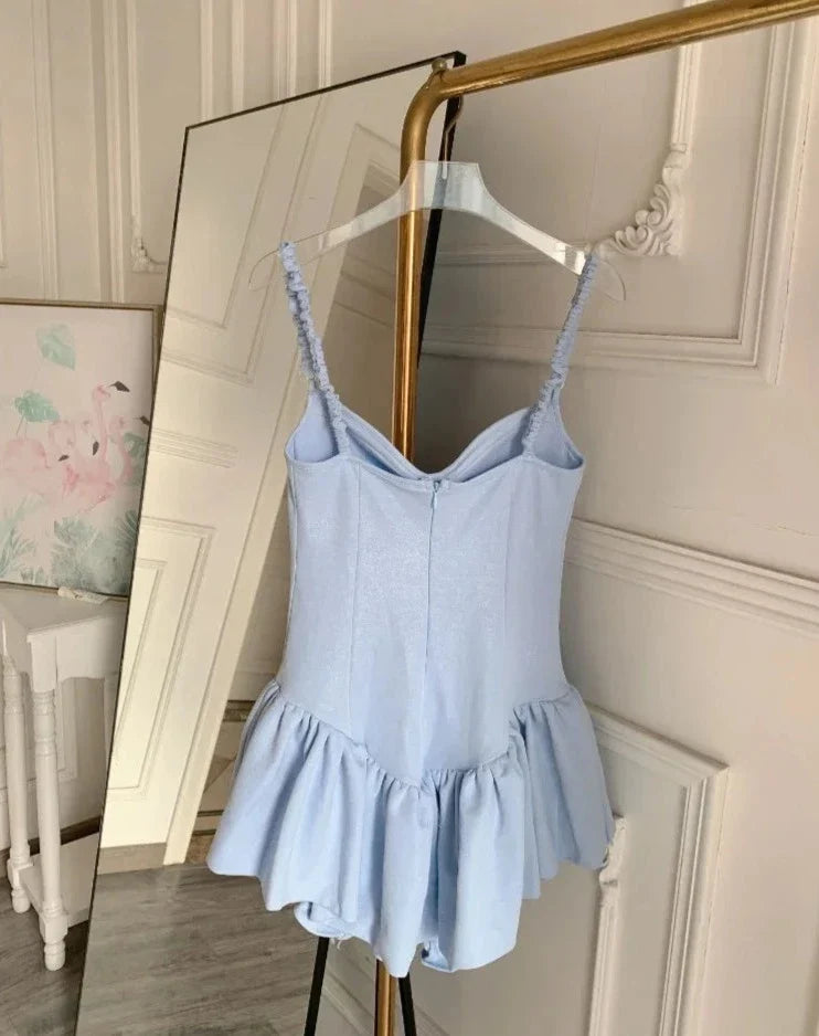 Strap Ballet Fishtail Dress Women Spring Summer New High Quality Bow Luxury Diamond Skirt+Hollow Cardigan Two-piece Set