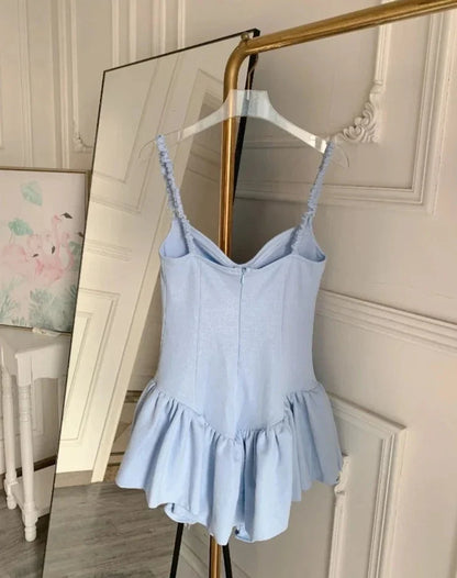 Strap Ballet Fishtail Dress Women Spring Summer New High Quality Bow Luxury Diamond Skirt+Hollow Cardigan Two-piece Set