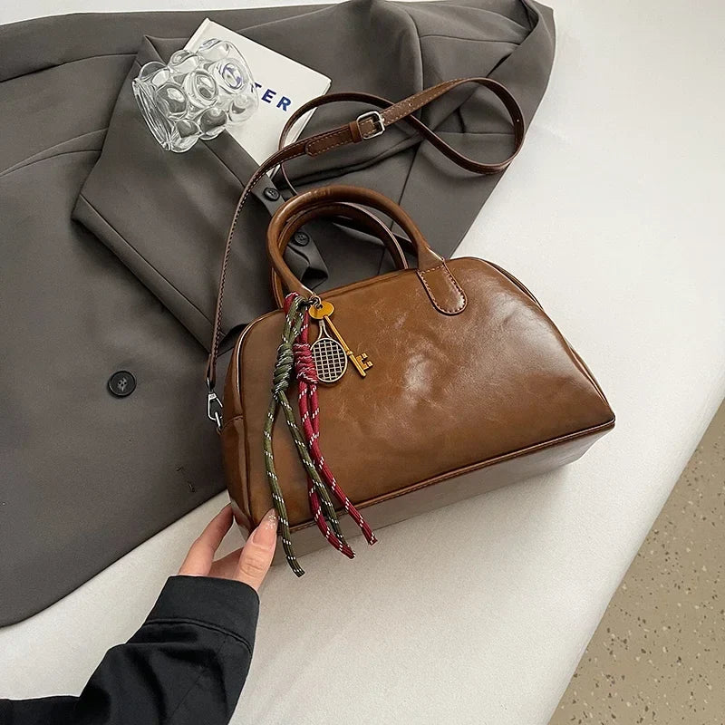 Small PU Leather Shoulder Bags For Women New Winter Y2K Korean Fashion Retro Crossbody Bag Trend Simple Handbags And Purses