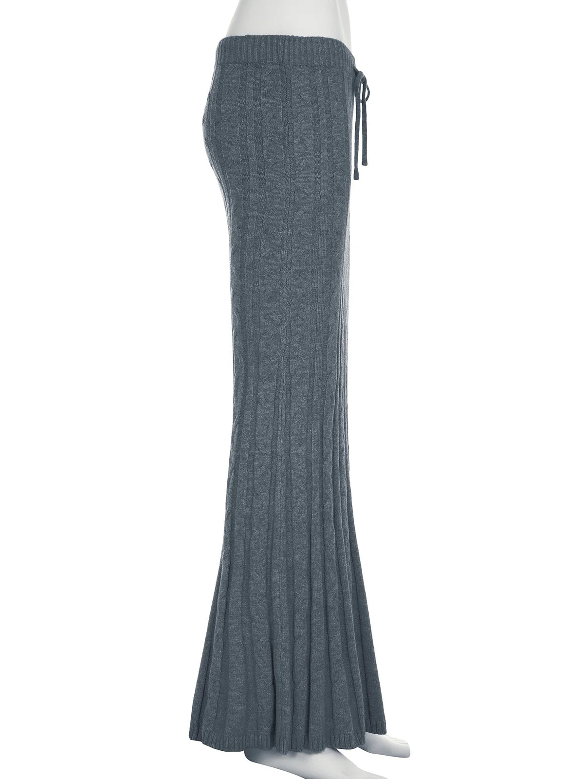 Casual Slim Twists Knitted Trumpet Skirt Basic Solid Mid-Waisted Maxi Skirts Women Autumn Winter Elegant Fashion