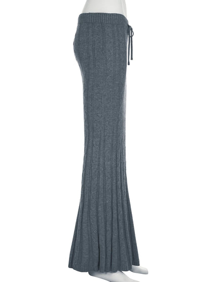 Casual Slim Twists Knitted Trumpet Skirt Basic Solid Mid-Waisted Maxi Skirts Women Autumn Winter Elegant Fashion