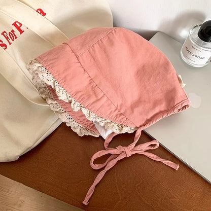 Japanese Retro Y2K Lace Edge Loli Hats for Women Spring and Summer Travel Photo Versatile Sunscreen Sweet Strap Sun Hat