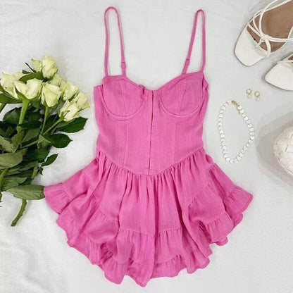 Boho Beach Wear Strap Mini Dresses For Women Vintage Sleeveless Backless Sexy Summer Short Dress Casual Cotton Vestidos Robe