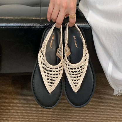 Women Flats Sandals Slides Shoes Summer Beach Luxury Female Flip flops Fashion Round Toe Ladies Flats Sandals Shoes