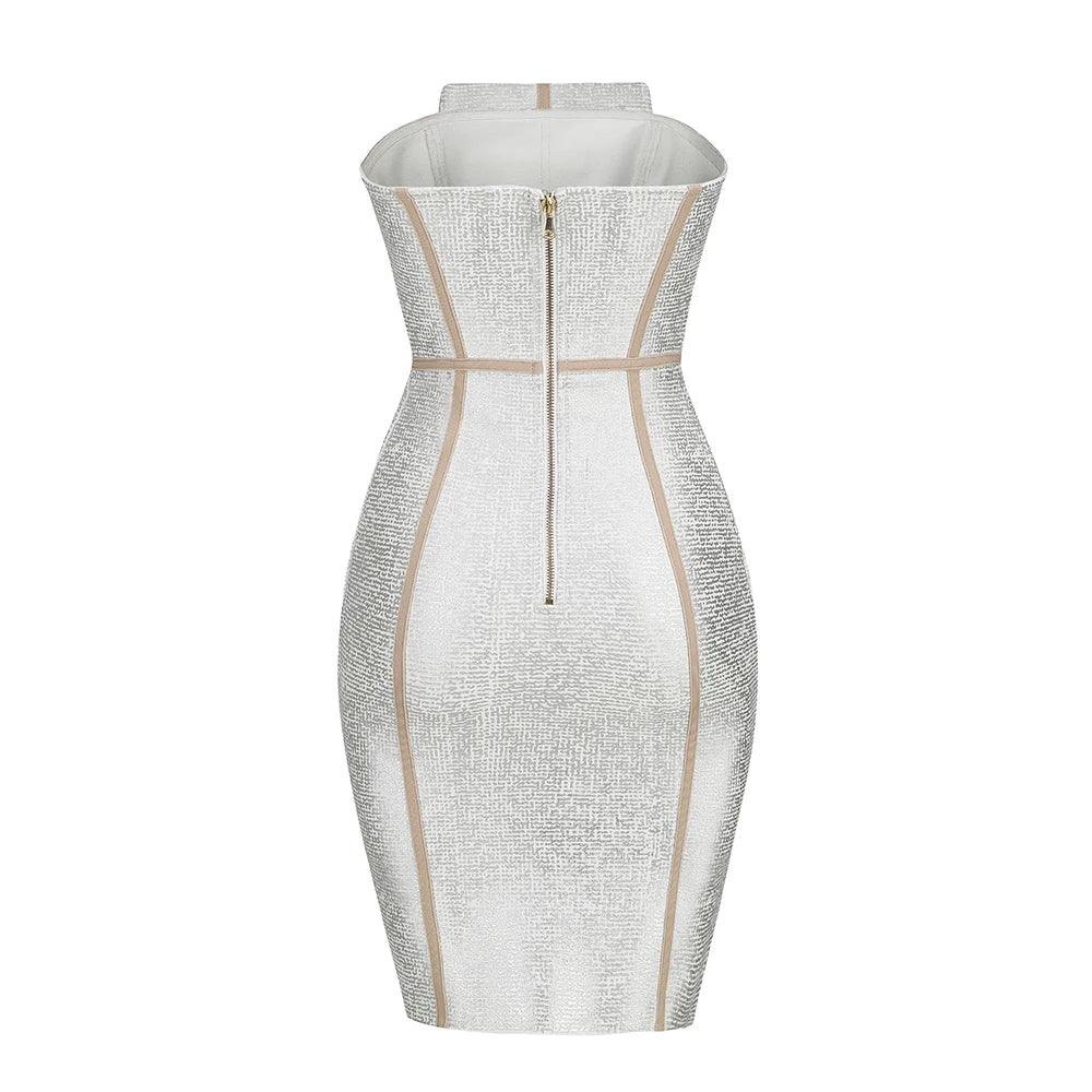 Strapless Corset Panel Rhinestone Bandage Bodycon Mini Dress