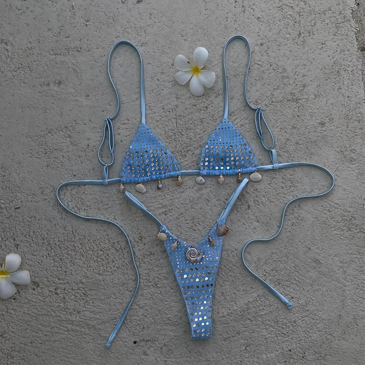 Rhinestones Swimsuit Bikini Swimwear Swimsuit Women Separates Swimwear Two Piece Side Straps Swimsuit Bathing Suit