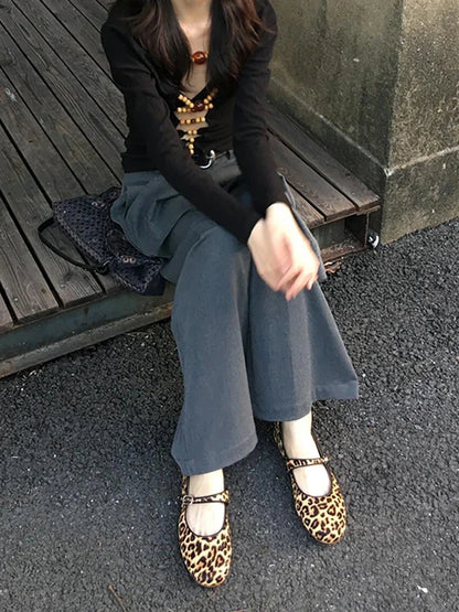 Women Pleated Front Gray Wide Leg Suit Pants Vintage High Rise Pockets Loose Solid Draped Long Trousers Work Casual Clothes
