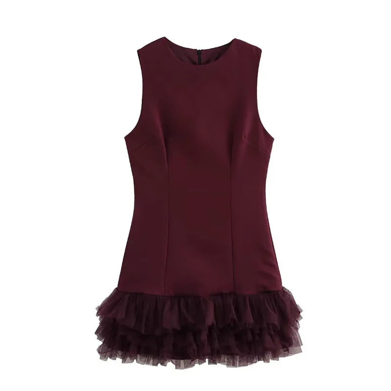 Sequin Round Neck Long Sleeve Feather Trim Bodycon Mini Dress