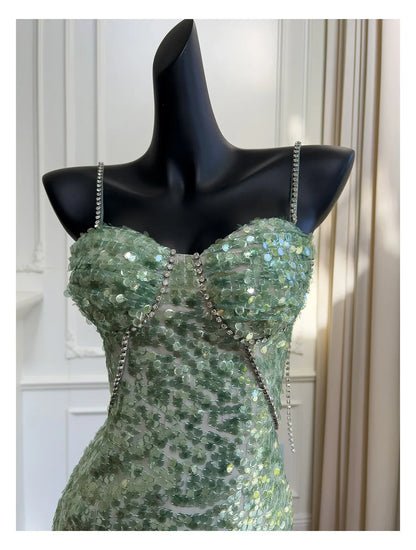 Hips and sequins birthday party dress new slim-fitting suspender dress sexy cocktail dance dress  evening dresses
