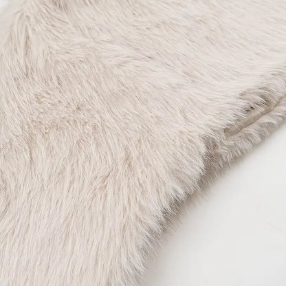 Temperament White Women Imitation Fur Jacket Round Neck Short Full Sleeve Female Faux Fur Coat Instagram-Style Lady Eco Fur Coat