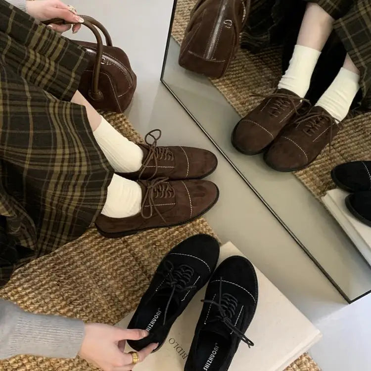 Leather Women's Shoes Round Toe Autumn Loafers With Fur Oxfords Female Footwear Modis Genuine Leather New Fall Slip-on Dress Ret