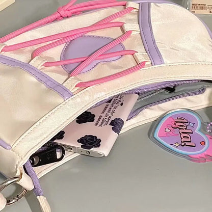 Drawstring New Underarm Bag Ins Japanese Sweet Cute Style One Shoulder Small Body Bag Purses and Handbags