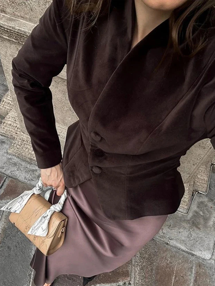 Retro Burgundy Red Jacket Women Stand Collar Button Slim Long Sleeve Jackets Fall Winter Fashion Lady High Street Outerwear
