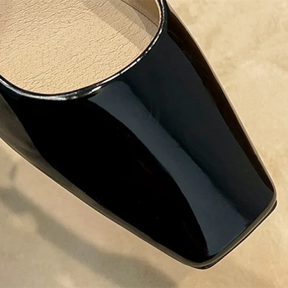 Women Novelty Shoes Square Toe Patent Leather New Arrivals Slip-On Black Wine Beige Chaussures 5cm Thick Heels Pumps For OL 43 7