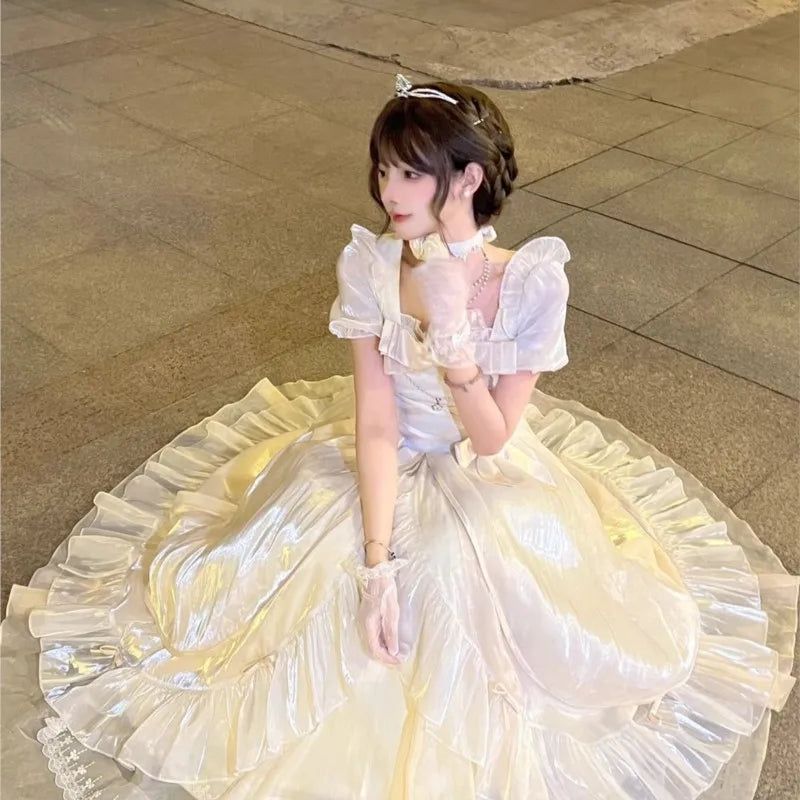 Generate Color Flower Wedding Dress Lolita Sweet Elegant Birthday