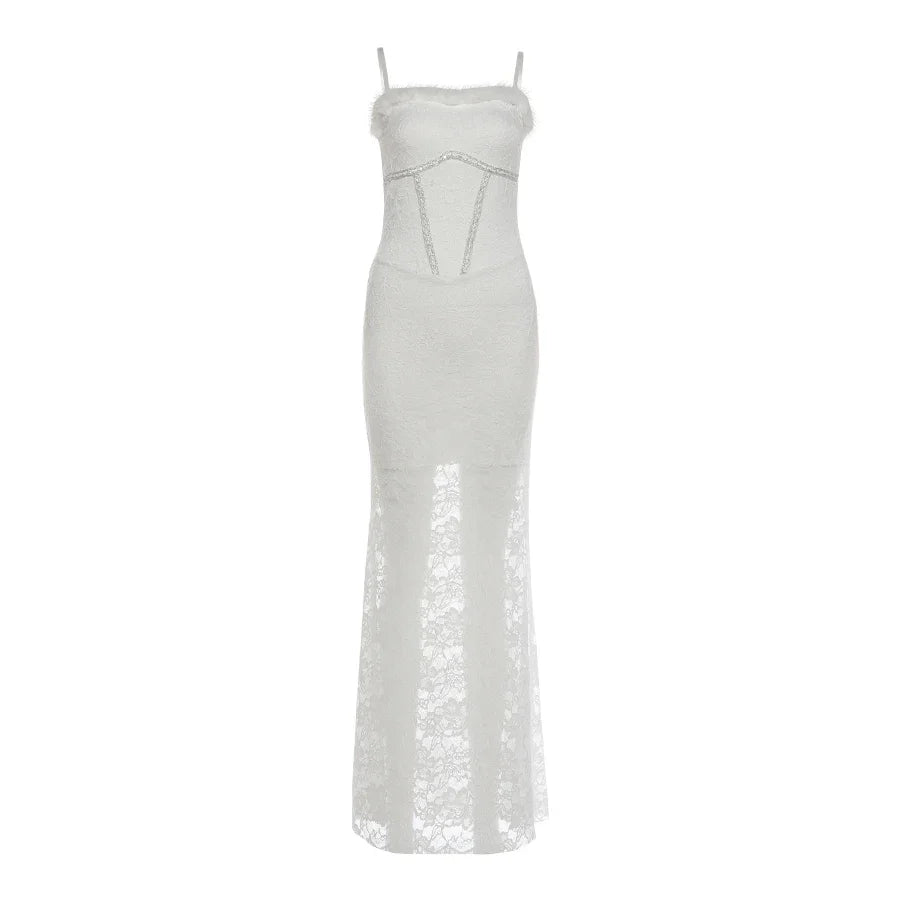 Puss Evening Gown Dress Women Sexy Jacquard Furry Patchwork Shiny Thread Square Collar Valentine's Day Party Club Vestidos