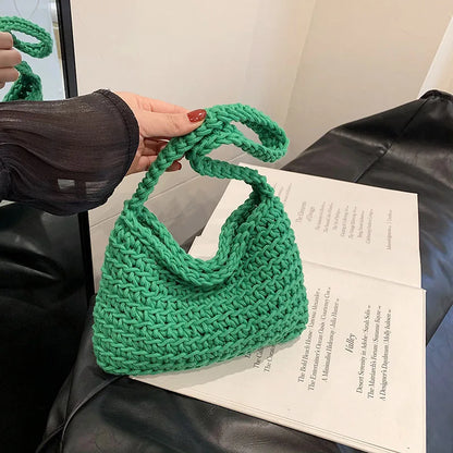 Fashion Versatile Shoulder Bag for Women Handmade Woven Women's Bag with Large Capacity Underarm Bag for Women