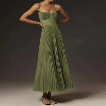 Vestidos Sexy Strapless Hollow Pleated Dresses Women Spring Solid High Waist Long Dress Summer Backless Zipper Sling Party Dress