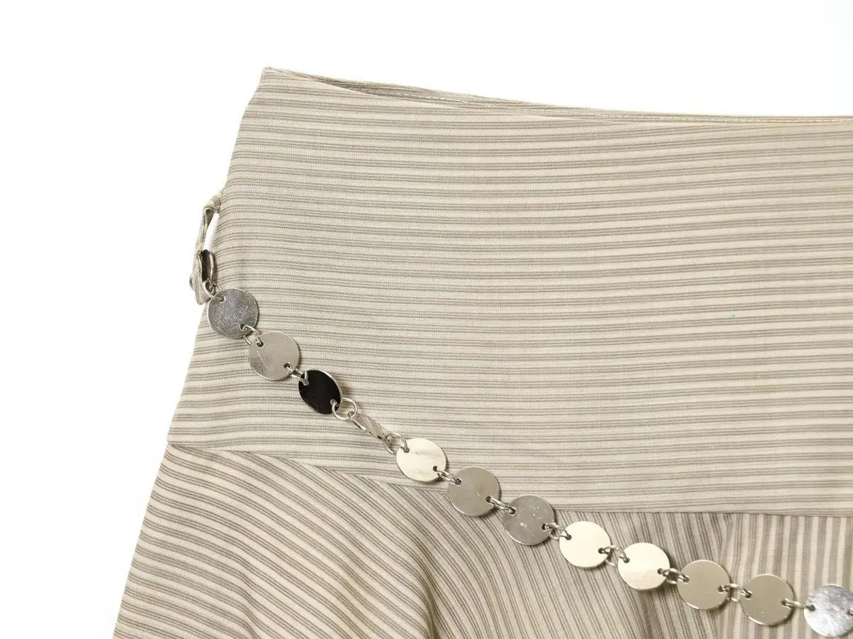ins Style Temperament Fashion Women's Clothing Simple Striped Belt Asymmetrical Midi Skirt